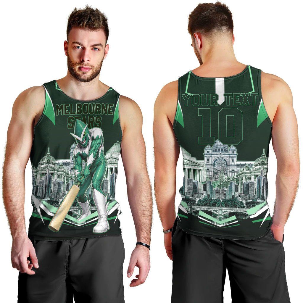 Personalised Melbourne Stars Cricket Mascot Skyline Men Tank Top Comic Style Superhero Mascot Fan Art Graphic