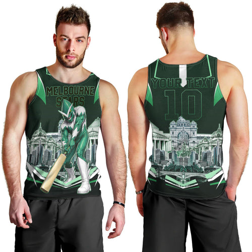 Personalised Melbourne Stars Cricket Mascot Skyline Men Tank Top Comic Style Superhero Mascot Fan Art Graphic