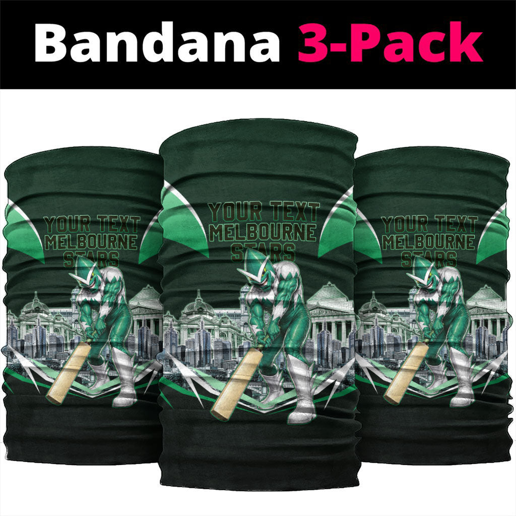 Personalised Melbourne Stars Cricket Mascot Skyline Neck Gaiter Comic Style Superhero Mascot Fan Art Graphic