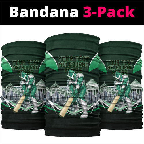 Personalised Melbourne Stars Cricket Mascot Skyline Neck Gaiter Comic Style Superhero Mascot Fan Art Graphic