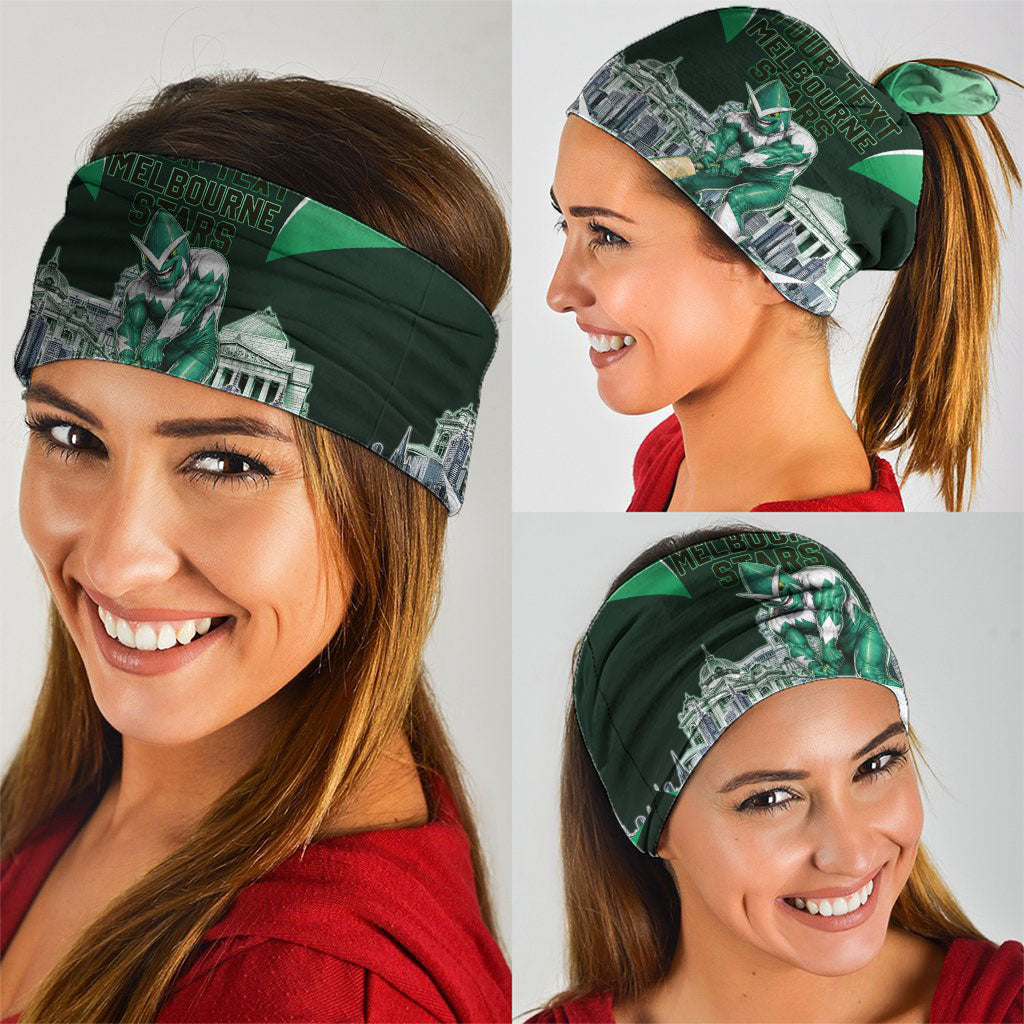Personalised Melbourne Stars Cricket Mascot Skyline Neck Gaiter Comic Style Superhero Mascot Fan Art Graphic