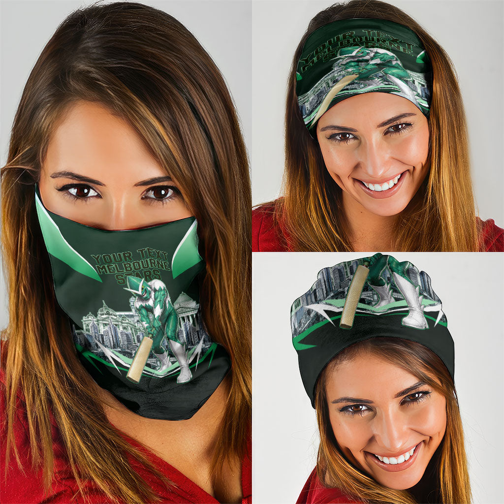 Personalised Melbourne Stars Cricket Mascot Skyline Neck Gaiter Comic Style Superhero Mascot Fan Art Graphic