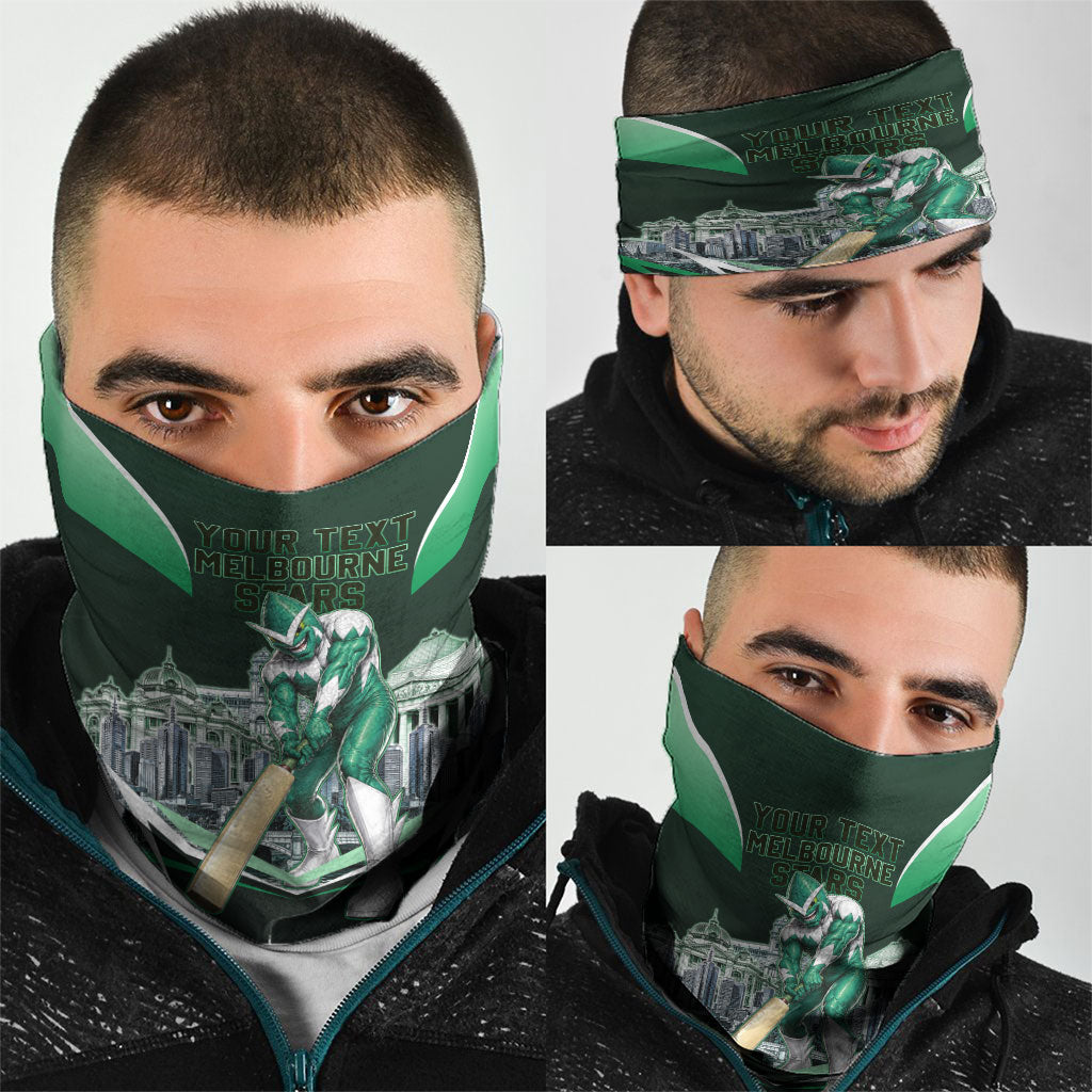 Personalised Melbourne Stars Cricket Mascot Skyline Neck Gaiter Comic Style Superhero Mascot Fan Art Graphic