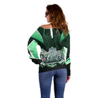 Personalised Melbourne Stars Cricket Mascot Skyline Off Shoulder Sweater Comic Style Superhero Mascot Fan Art Graphic