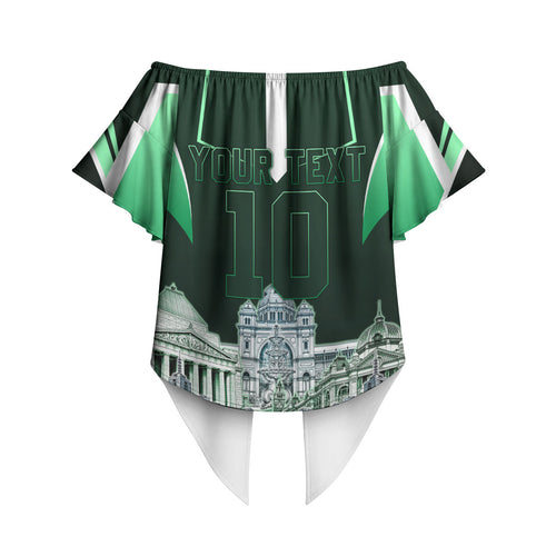 Personalised Melbourne Stars Cricket Mascot Skyline Off Shoulder Wrap Waist Top Comic Style Superhero Mascot Fan Art Graphic