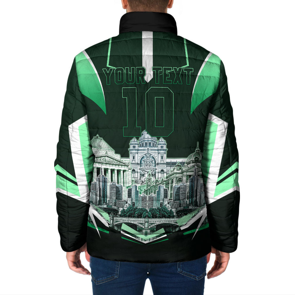 Personalised Melbourne Stars Cricket Mascot Skyline Padded Jacket Comic Style Superhero Mascot Fan Art Graphic