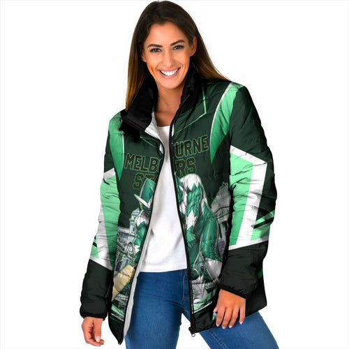 Personalised Melbourne Stars Cricket Mascot Skyline Padded Jacket Comic Style Superhero Mascot Fan Art Graphic