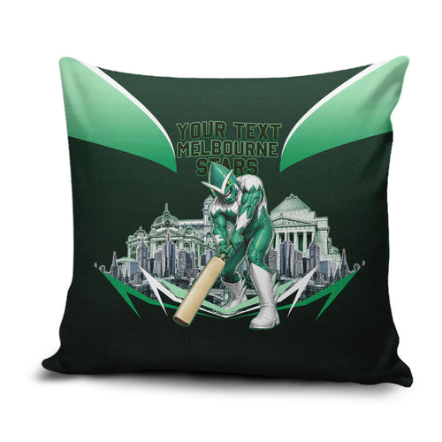 Personalised Melbourne Stars Cricket Mascot Skyline Pillow Cover Comic Style Superhero Mascot Fan Art Graphic