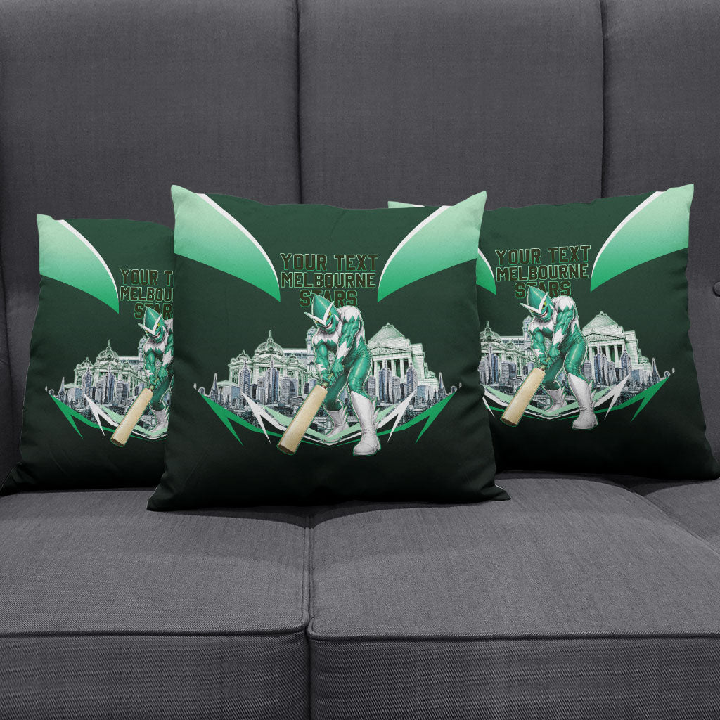 Personalised Melbourne Stars Cricket Mascot Skyline Pillow Cover Comic Style Superhero Mascot Fan Art Graphic