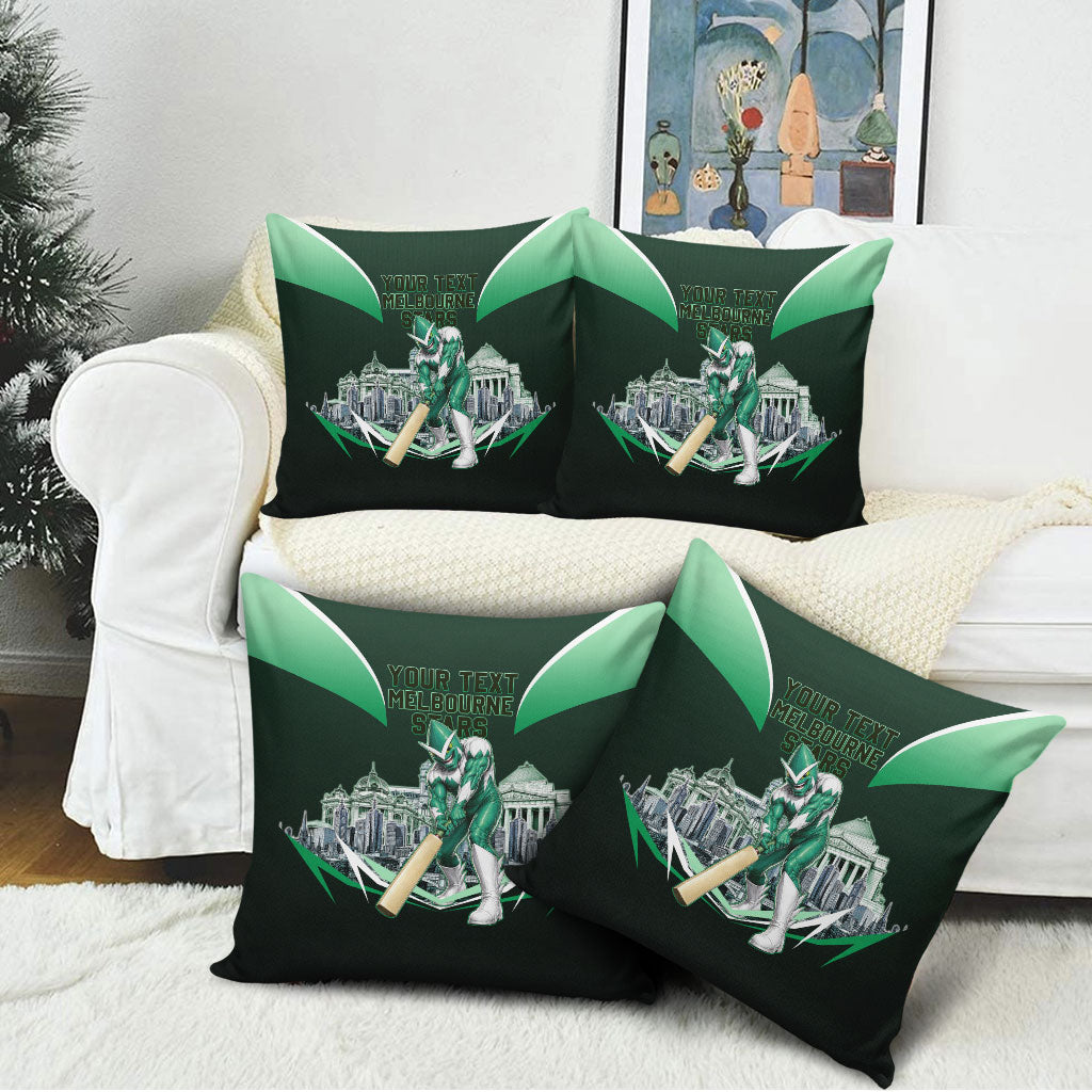 Personalised Melbourne Stars Cricket Mascot Skyline Pillow Cover Comic Style Superhero Mascot Fan Art Graphic