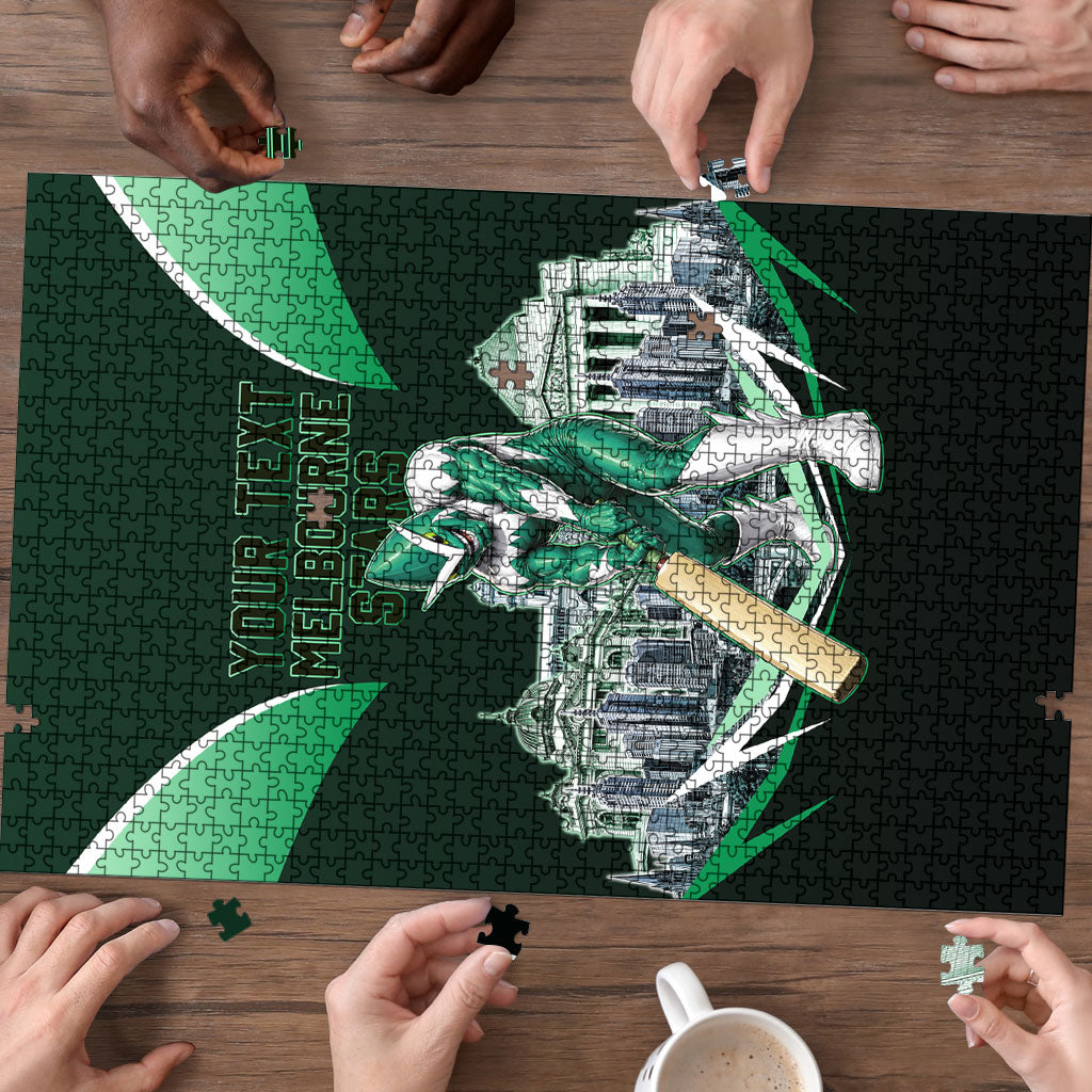 Personalised Melbourne Stars Cricket Mascot Skyline Puzzle Comic Style Superhero Mascot Fan Art Graphic