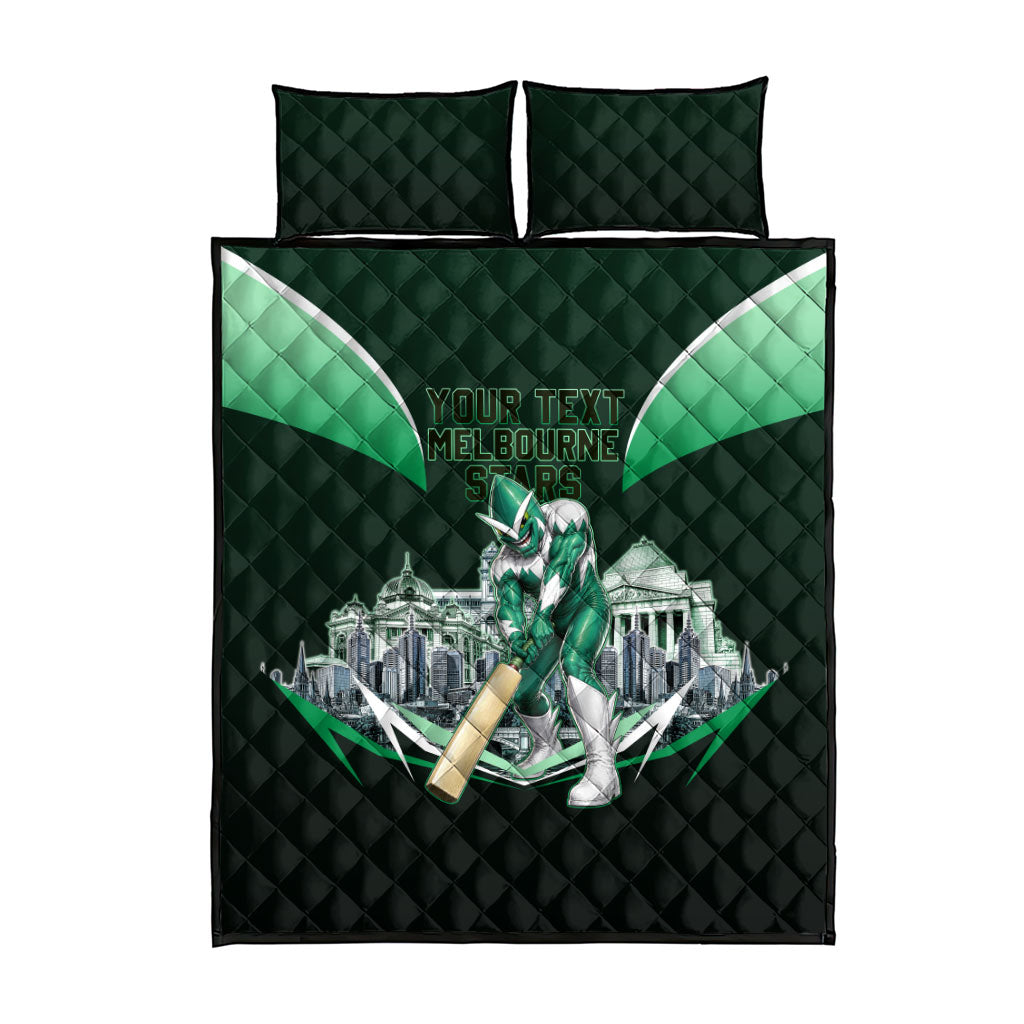Personalised Melbourne Stars Cricket Mascot Skyline Quilt Bed Set Comic Style Superhero Mascot Fan Art Graphic