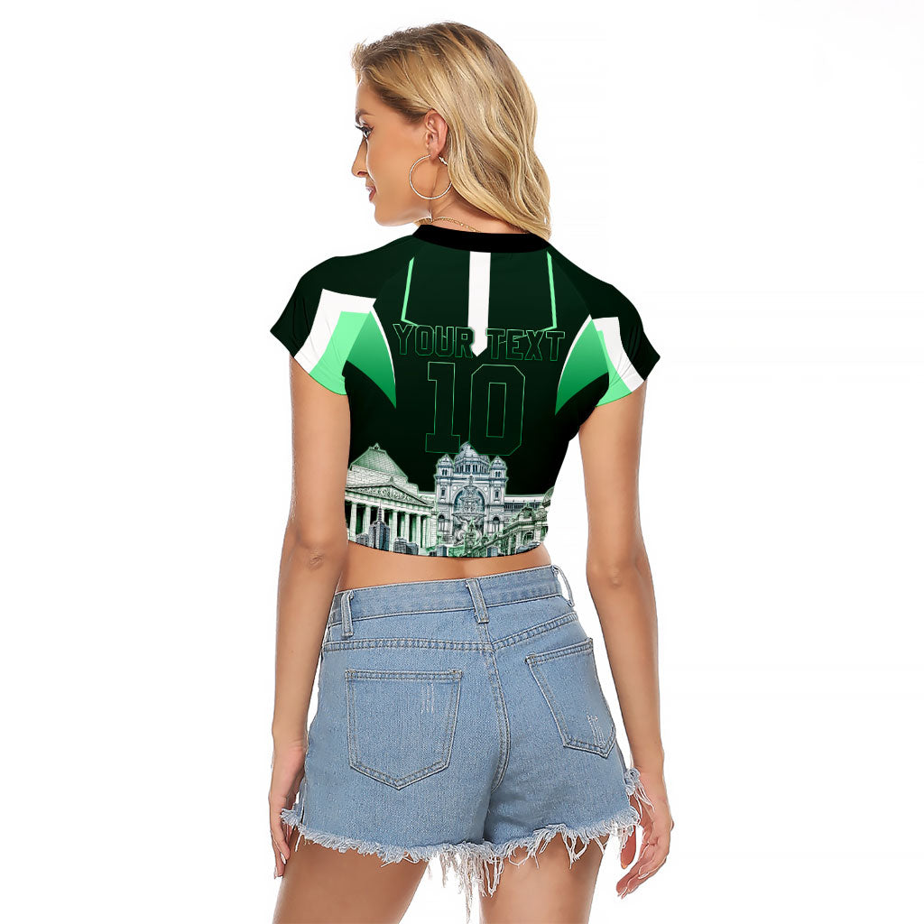 Personalised Melbourne Stars Cricket Mascot Skyline Raglan Cropped T Shirt Comic Style Superhero Mascot Fan Art Graphic