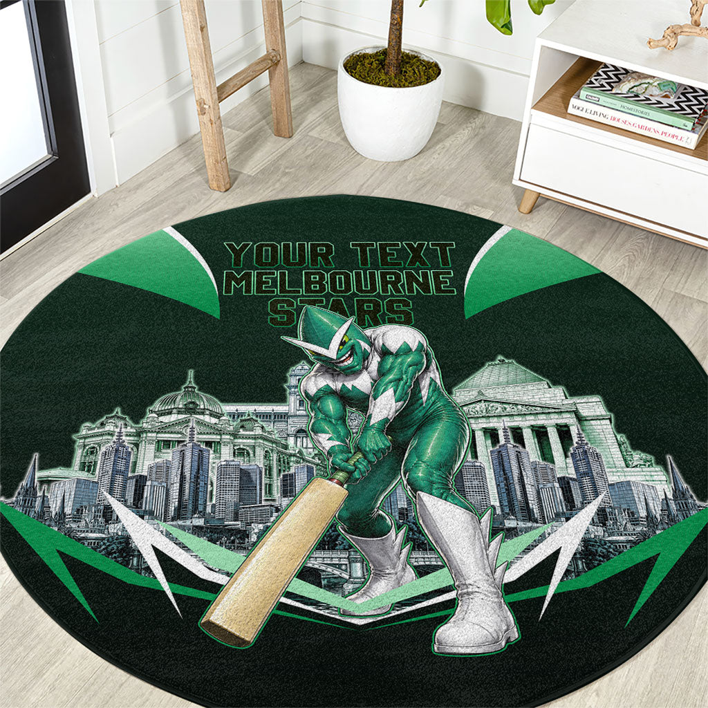 Personalised Melbourne Stars Cricket Mascot Skyline Round Carpet Comic Style Superhero Mascot Fan Art Graphic