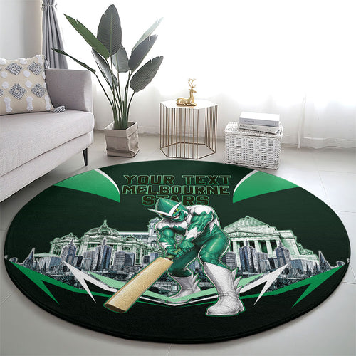 Personalised Melbourne Stars Cricket Mascot Skyline Round Carpet Comic Style Superhero Mascot Fan Art Graphic