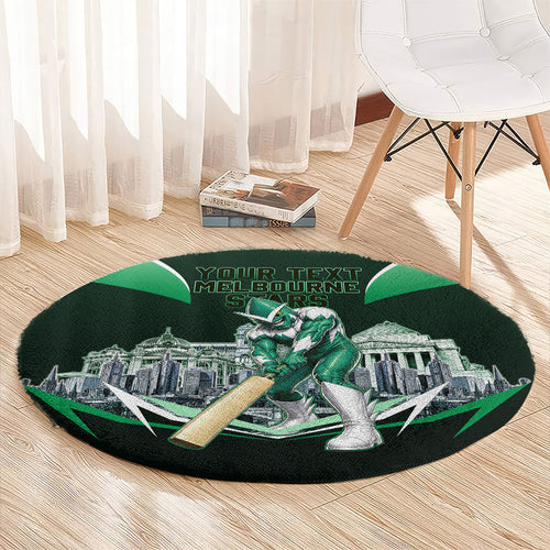Personalised Melbourne Stars Cricket Mascot Skyline Round Carpet Comic Style Superhero Mascot Fan Art Graphic