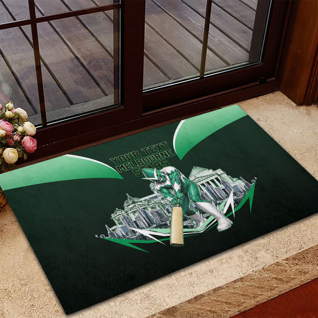 Personalised Melbourne Stars Cricket Mascot Skyline Rubber Doormat Comic Style Superhero Mascot Fan Art Graphic