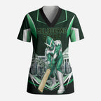 Personalised Melbourne Stars Cricket Mascot Skyline Scrub Top Comic Style Superhero Mascot Fan Art Graphic