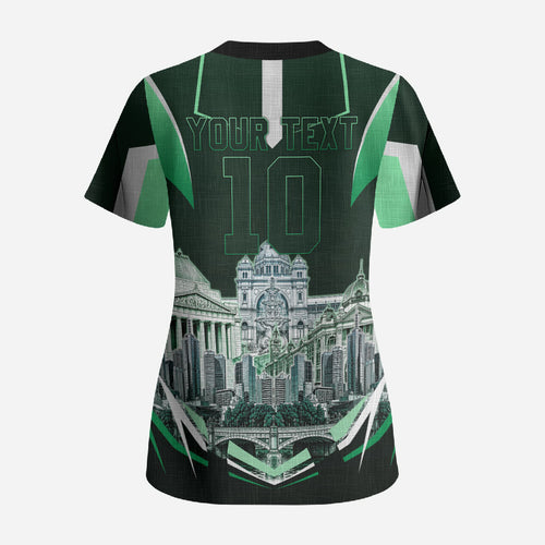 Personalised Melbourne Stars Cricket Mascot Skyline Scrub Top Comic Style Superhero Mascot Fan Art Graphic