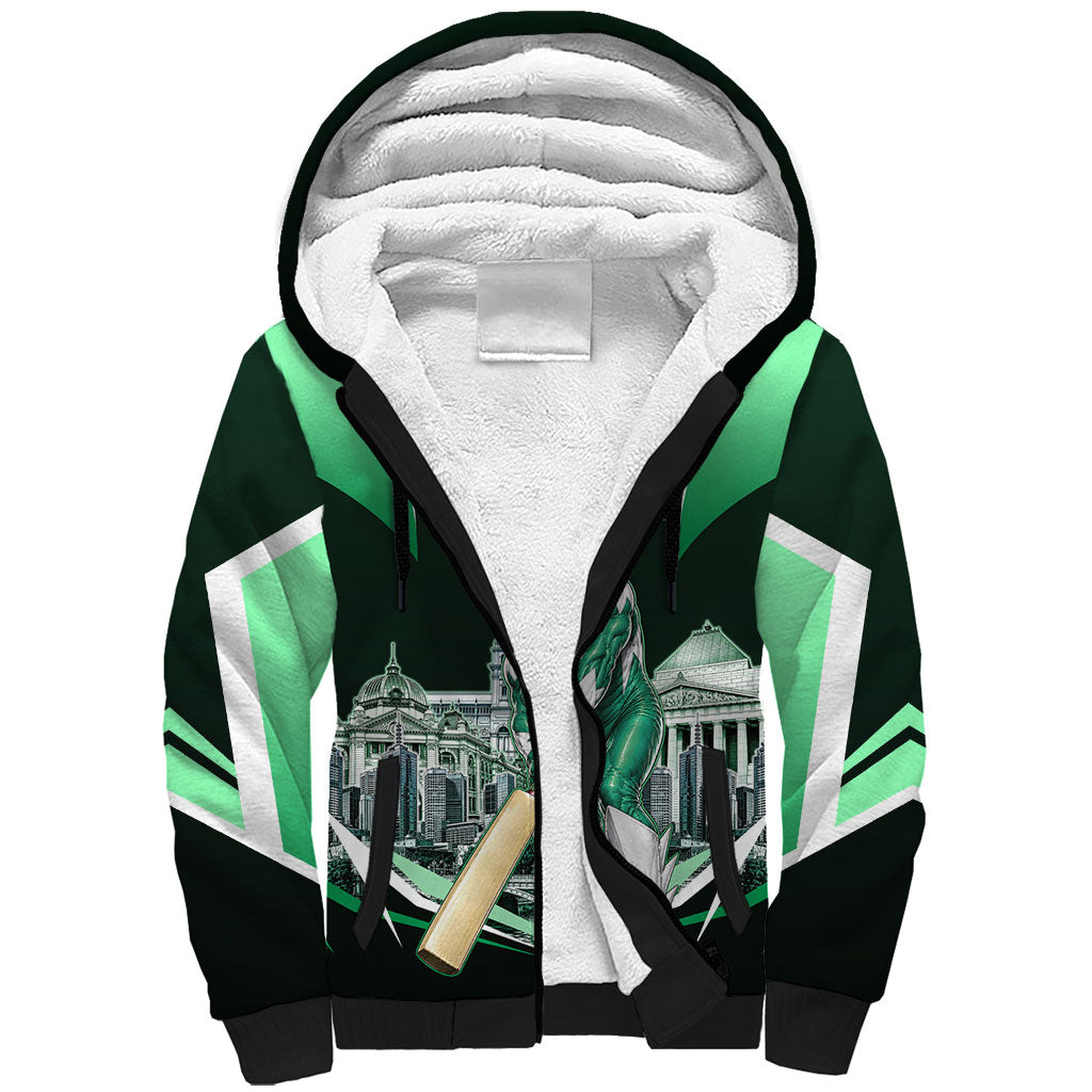 Personalised Melbourne Stars Cricket Mascot Skyline Sherpa Hoodie Comic Style Superhero Mascot Fan Art Graphic