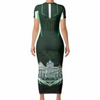 Personalised Melbourne Stars Cricket Mascot Skyline Short Sleeve Bodycon Dress Comic Style Superhero Mascot Fan Art Graphic