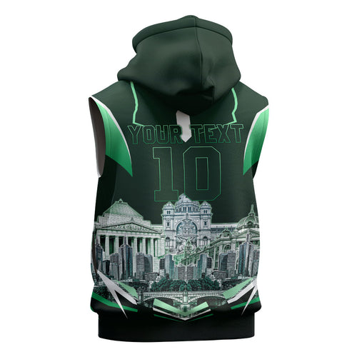 Personalised Melbourne Stars Cricket Mascot Skyline Sleeveless Hoodie Comic Style Superhero Mascot Fan Art Graphic