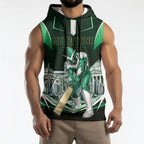 Personalised Melbourne Stars Cricket Mascot Skyline Sleeveless Hoodie Comic Style Superhero Mascot Fan Art Graphic