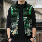 Personalised Melbourne Stars Cricket Mascot Skyline Sleeveless Puffer Jacket Comic Style Superhero Mascot Fan Art Graphic