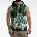 Personalised Melbourne Stars Cricket Mascot Skyline Sleeveless Zip Hoodie Comic Style Superhero Mascot Fan Art Graphic
