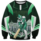Personalised Melbourne Stars Cricket Mascot Skyline Sweatshirt Comic Style Superhero Mascot Fan Art Graphic