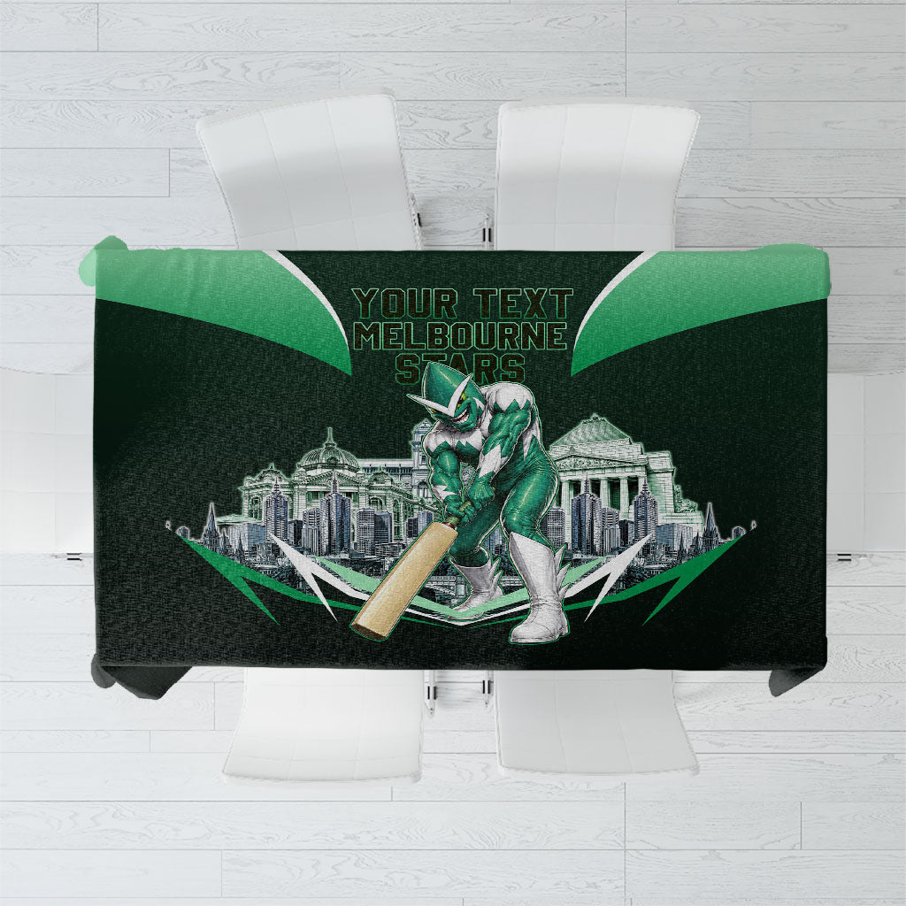 Personalised Melbourne Stars Cricket Mascot Skyline Tablecloth Comic Style Superhero Mascot Fan Art Graphic