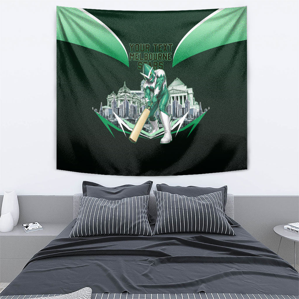 Personalised Melbourne Stars Cricket Mascot Skyline Tapestry Comic Style Superhero Mascot Fan Art Graphic