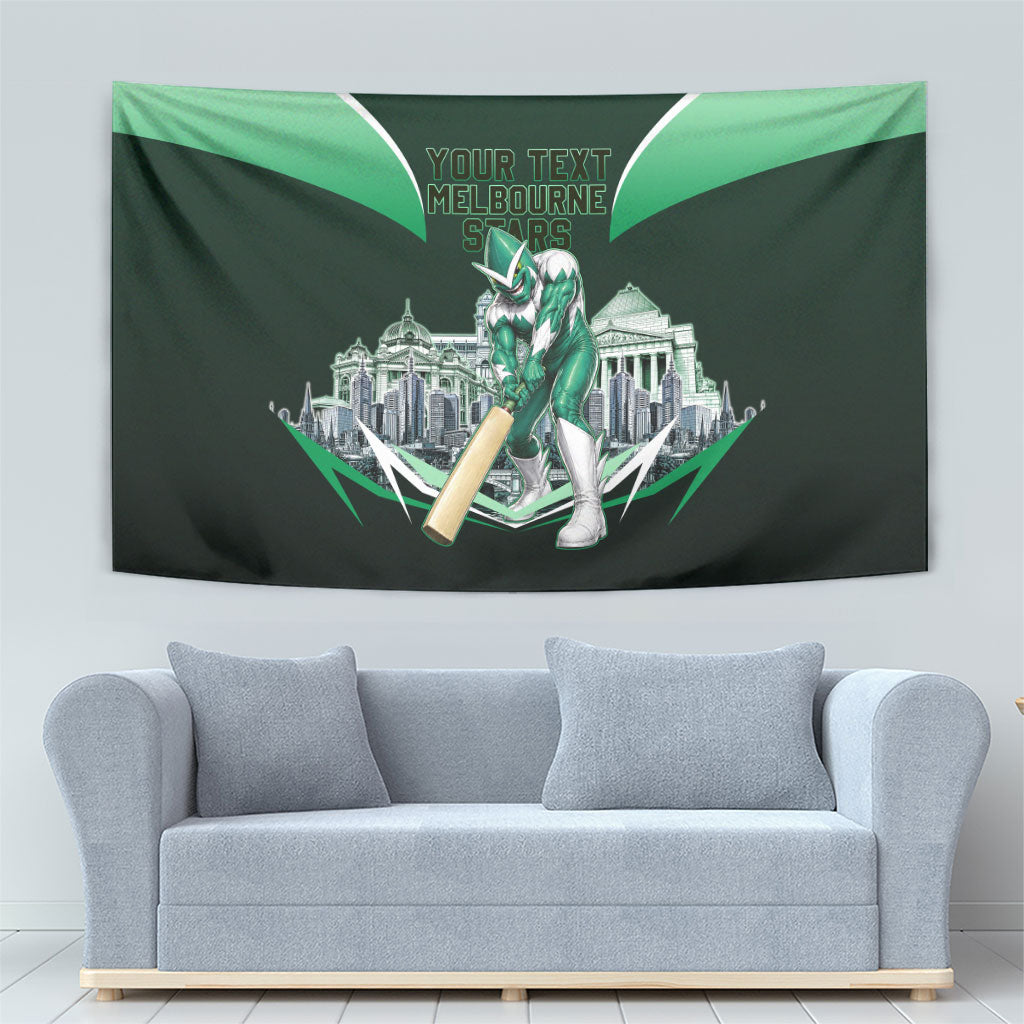 Personalised Melbourne Stars Cricket Mascot Skyline Tapestry Comic Style Superhero Mascot Fan Art Graphic