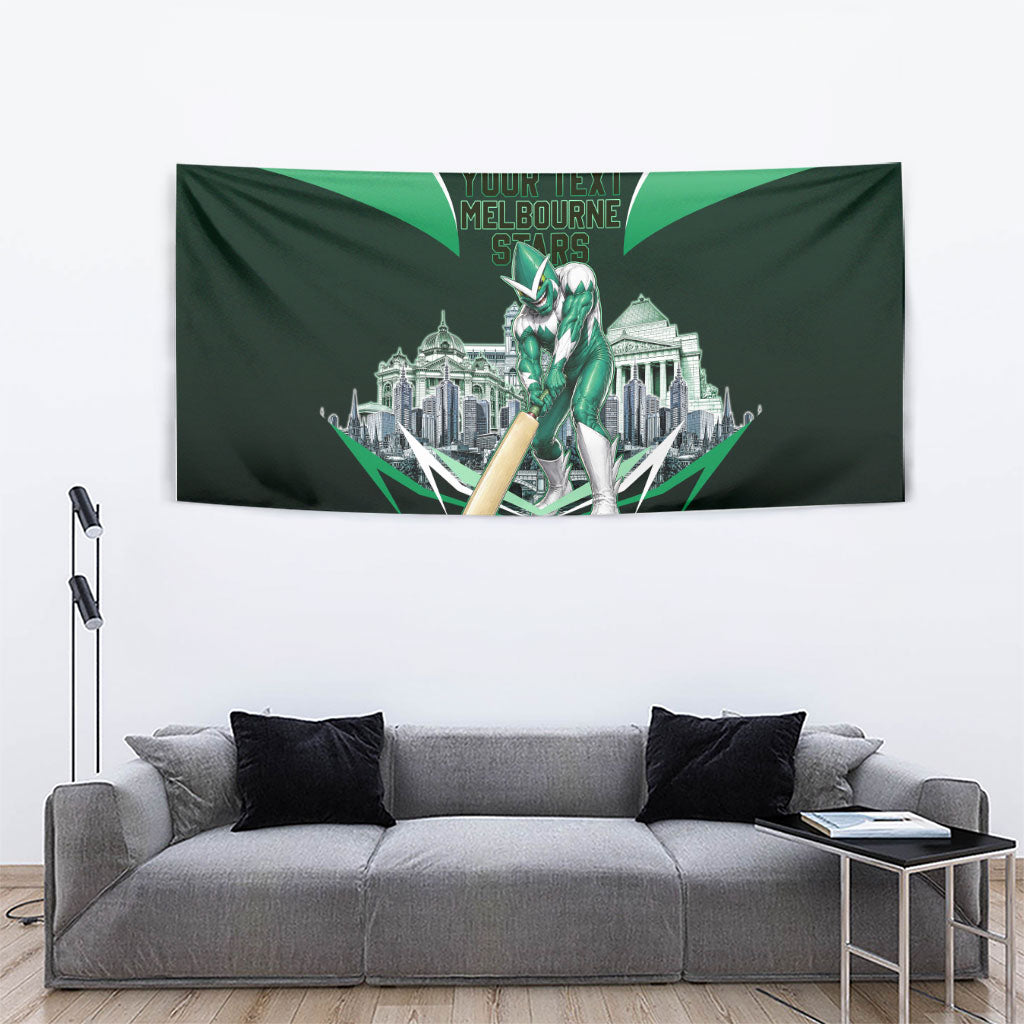 Personalised Melbourne Stars Cricket Mascot Skyline Tapestry Comic Style Superhero Mascot Fan Art Graphic