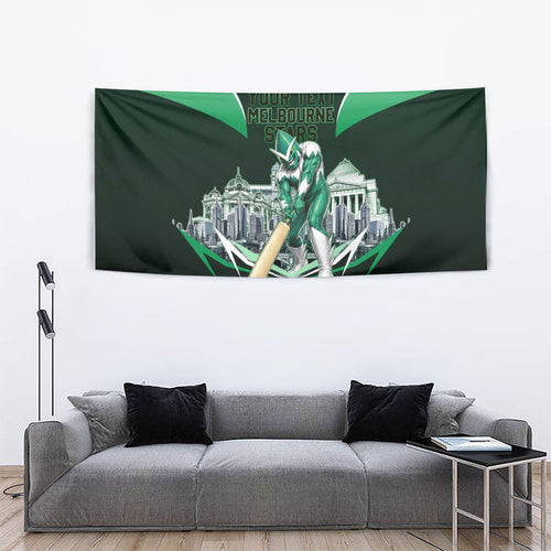 Personalised Melbourne Stars Cricket Mascot Skyline Tapestry Comic Style Superhero Mascot Fan Art Graphic