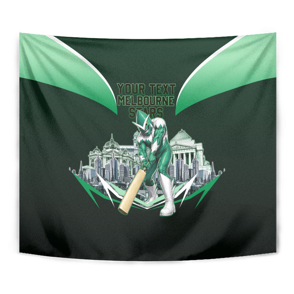 Personalised Melbourne Stars Cricket Mascot Skyline Tapestry Comic Style Superhero Mascot Fan Art Graphic