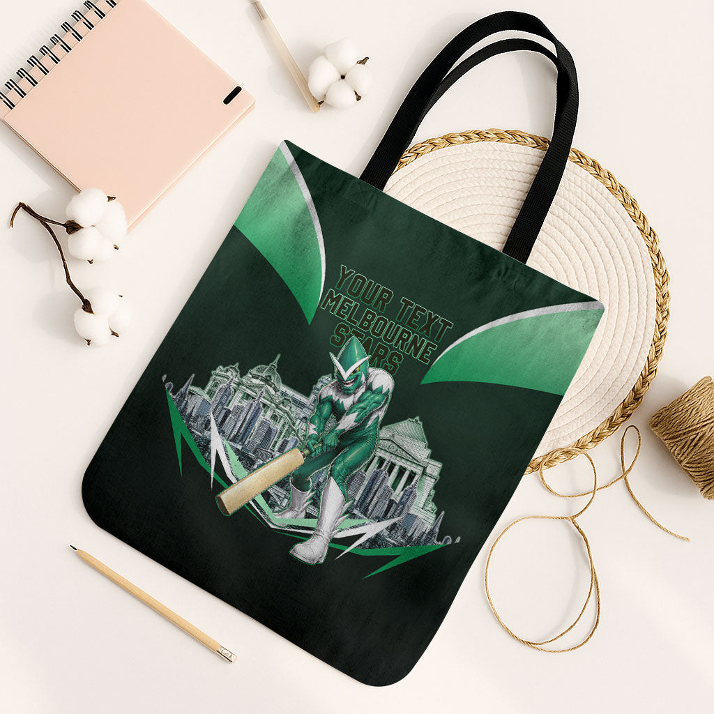 Personalised Melbourne Stars Cricket Mascot Skyline Tote Bag Comic Style Superhero Mascot Fan Art Graphic