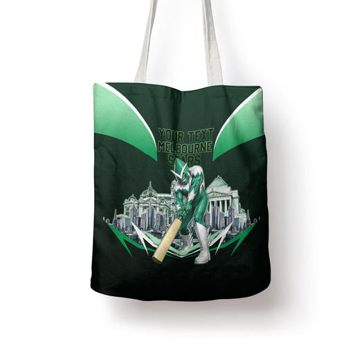 Personalised Melbourne Stars Cricket Mascot Skyline Tote Bag Comic Style Superhero Mascot Fan Art Graphic