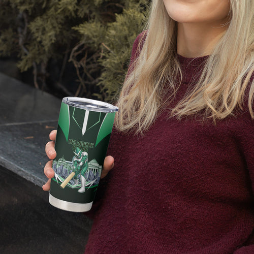 Personalised Melbourne Stars Cricket Mascot Skyline Tumbler Cup Comic Style Superhero Mascot Fan Art Graphic