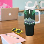 Personalised Melbourne Stars Cricket Mascot Skyline Tumbler With Handle Comic Style Superhero Mascot Fan Art Graphic