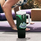 Personalised Melbourne Stars Cricket Mascot Skyline Tumbler With Handle Comic Style Superhero Mascot Fan Art Graphic
