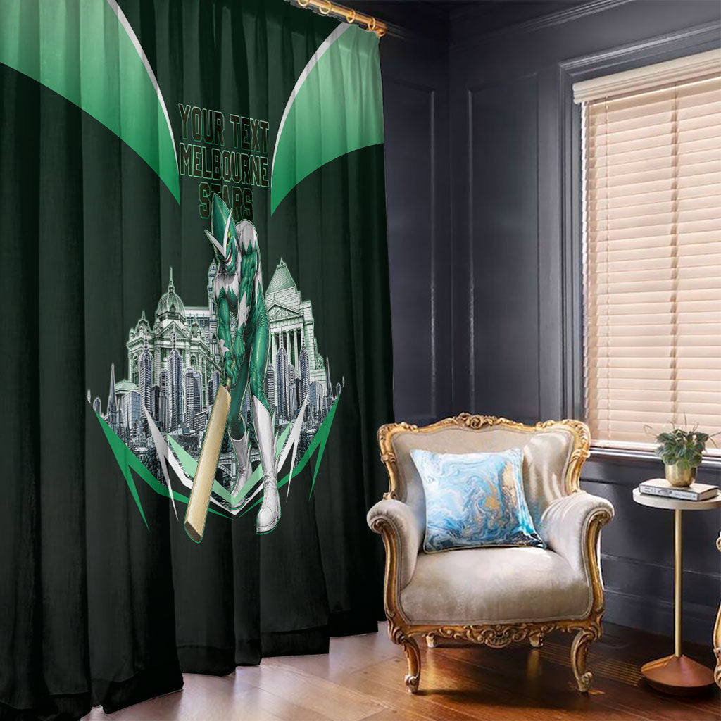 Personalised Melbourne Stars Cricket Mascot Skyline Window Curtain Comic Style Superhero Mascot Fan Art Graphic