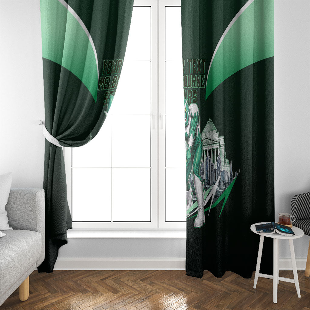 Personalised Melbourne Stars Cricket Mascot Skyline Window Curtain Comic Style Superhero Mascot Fan Art Graphic