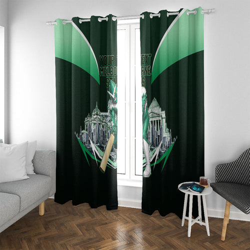 Personalised Melbourne Stars Cricket Mascot Skyline Window Curtain Comic Style Superhero Mascot Fan Art Graphic