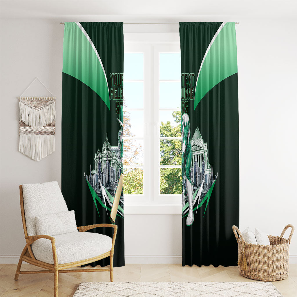 Personalised Melbourne Stars Cricket Mascot Skyline Window Curtain Comic Style Superhero Mascot Fan Art Graphic