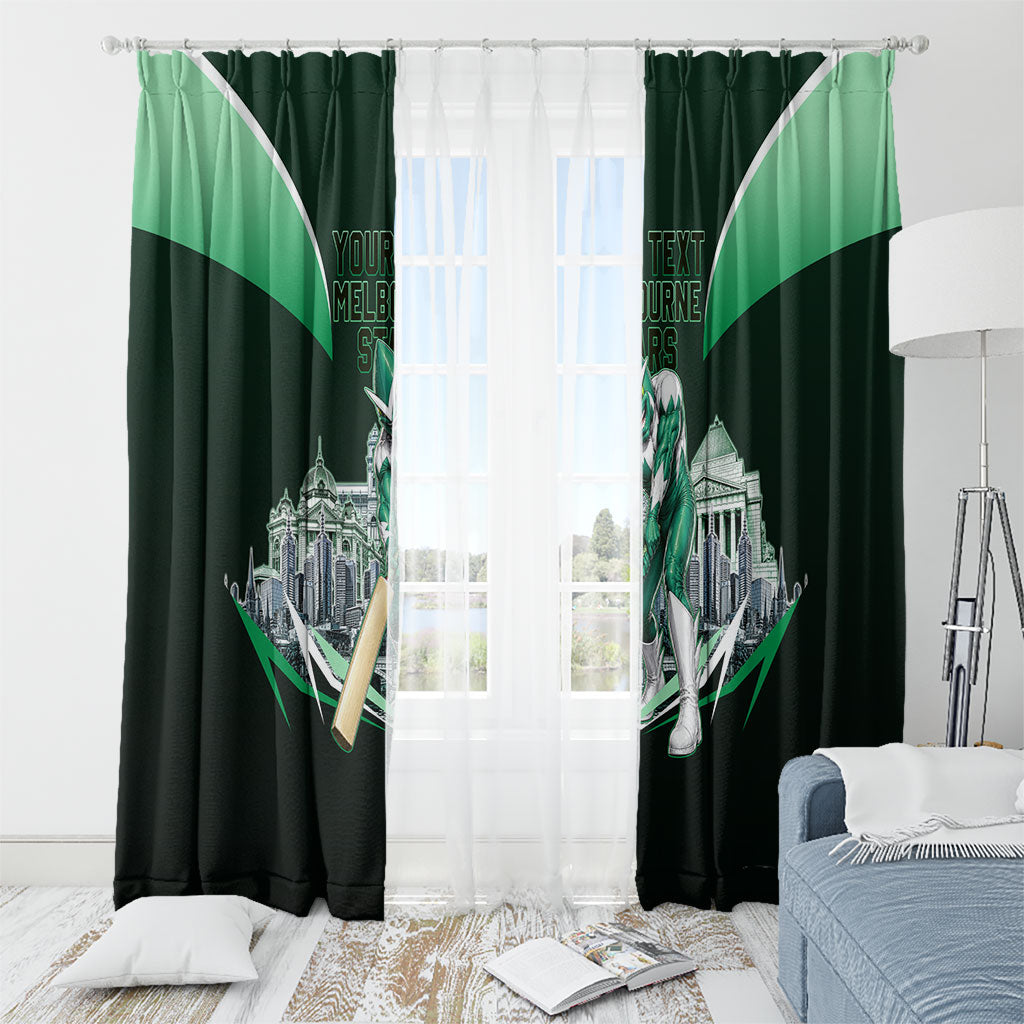 Personalised Melbourne Stars Cricket Mascot Skyline Window Curtain Comic Style Superhero Mascot Fan Art Graphic