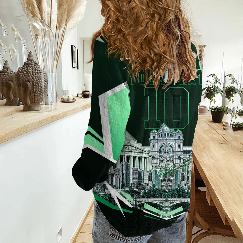 Personalised Melbourne Stars Cricket Mascot Skyline Women Casual Shirt Comic Style Superhero Mascot Fan Art Graphic