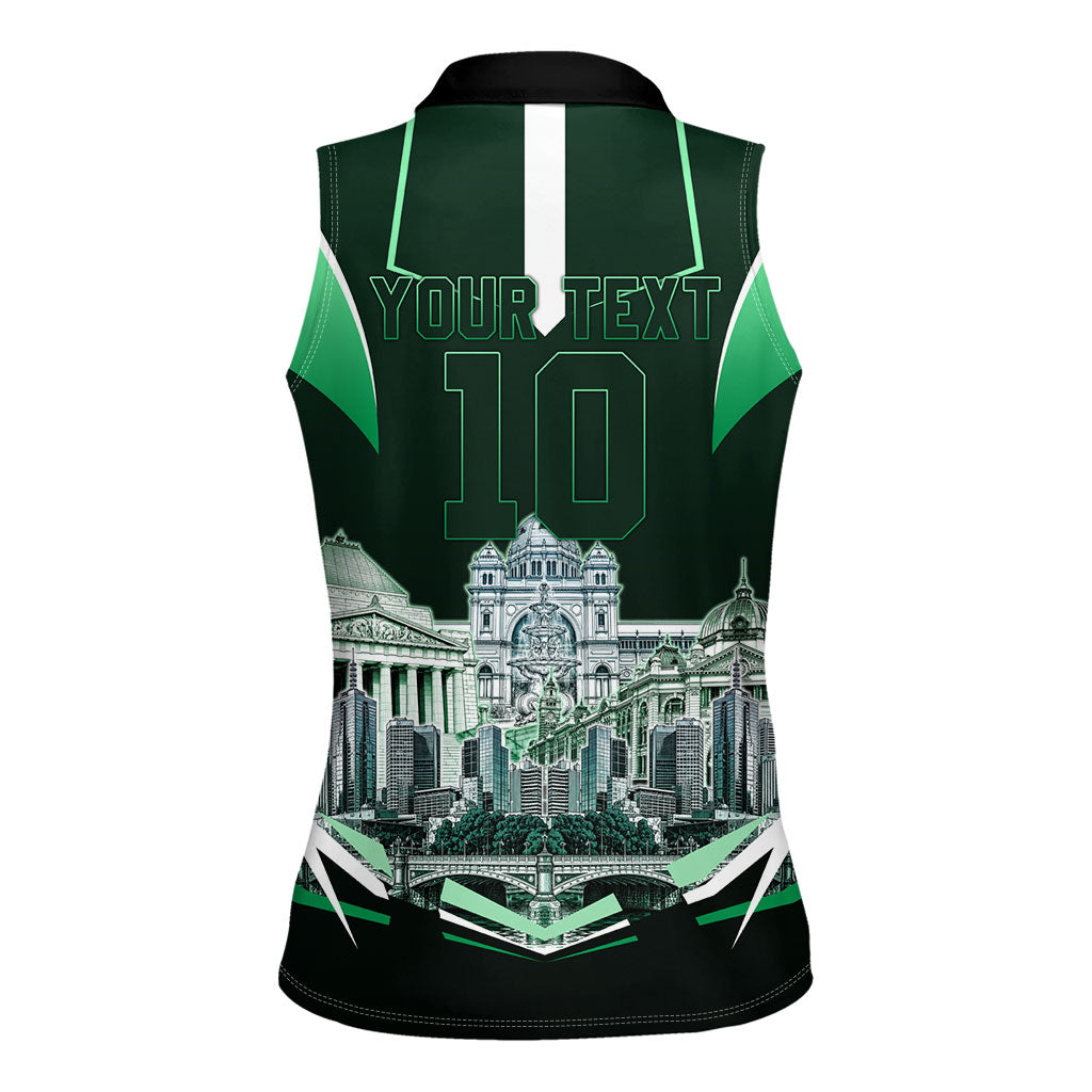 Personalised Melbourne Stars Cricket Mascot Skyline Women Sleeveless Polo Shirt Comic Style Superhero Mascot Fan Art Graphic