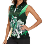 Personalised Melbourne Stars Cricket Mascot Skyline Women Sleeveless Polo Shirt Comic Style Superhero Mascot Fan Art Graphic