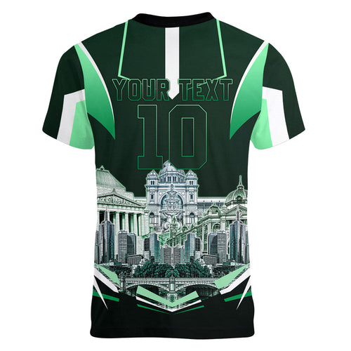 Personalised Melbourne Stars Cricket Mascot Skyline Women V-Neck T-Shirt Comic Style Superhero Mascot Fan Art Graphic